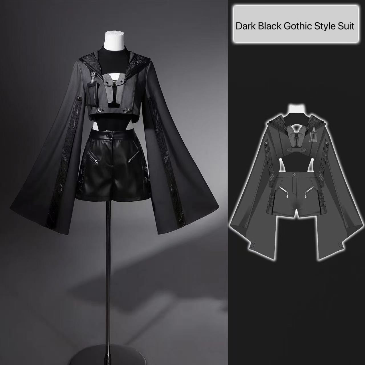 Street Fashion In Chinese - Costume gotico nero scuro da donna