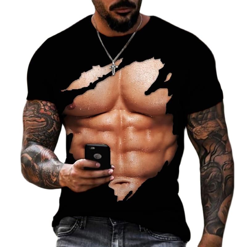 Street Fashion For Short Guys - T-shirt muscolare stampata in 3D da