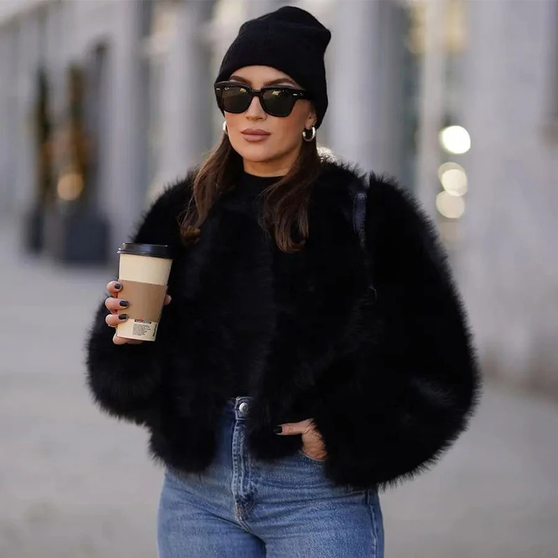 Street Fashion Week - Giacca Corta in Pelliccia Sintetica Soffice