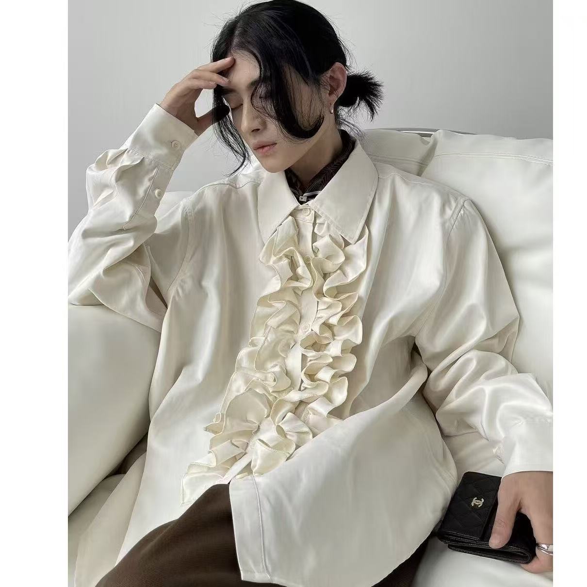 Street Fashion In Chinese - Niche Bisex Lotus Edge Tops Nuova