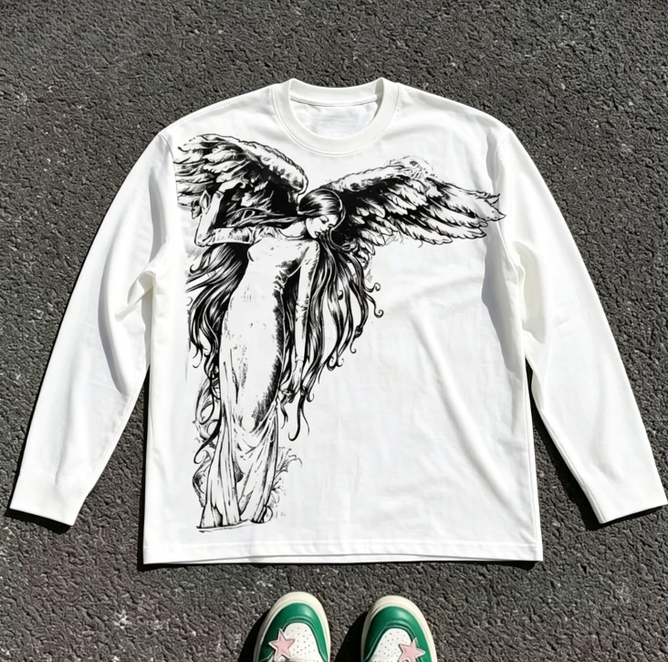 Street Fashion Clothing - T-shirt a maniche lunghe con motivo