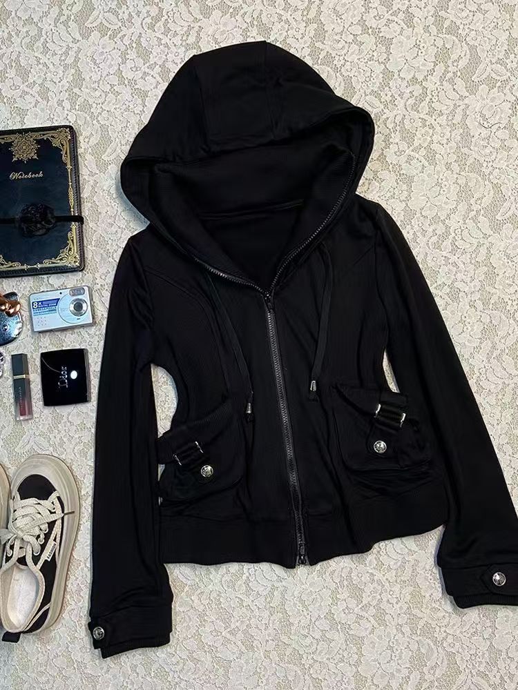 Felpa con Cappuccio Nera alla  - Street Fashion Zip Up Hoodie recensione e prezzo